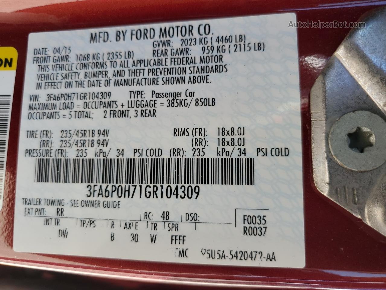 2016 Ford Fusion Se Red vin: 3FA6P0H71GR104309