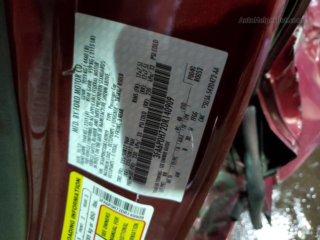 2013 Ford Fusion Se Красный vin: 3FA6P0H72DR140909