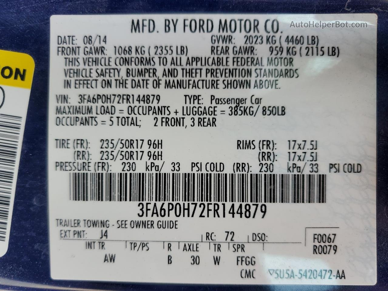 2015 Ford Fusion Se Blue vin: 3FA6P0H72FR144879