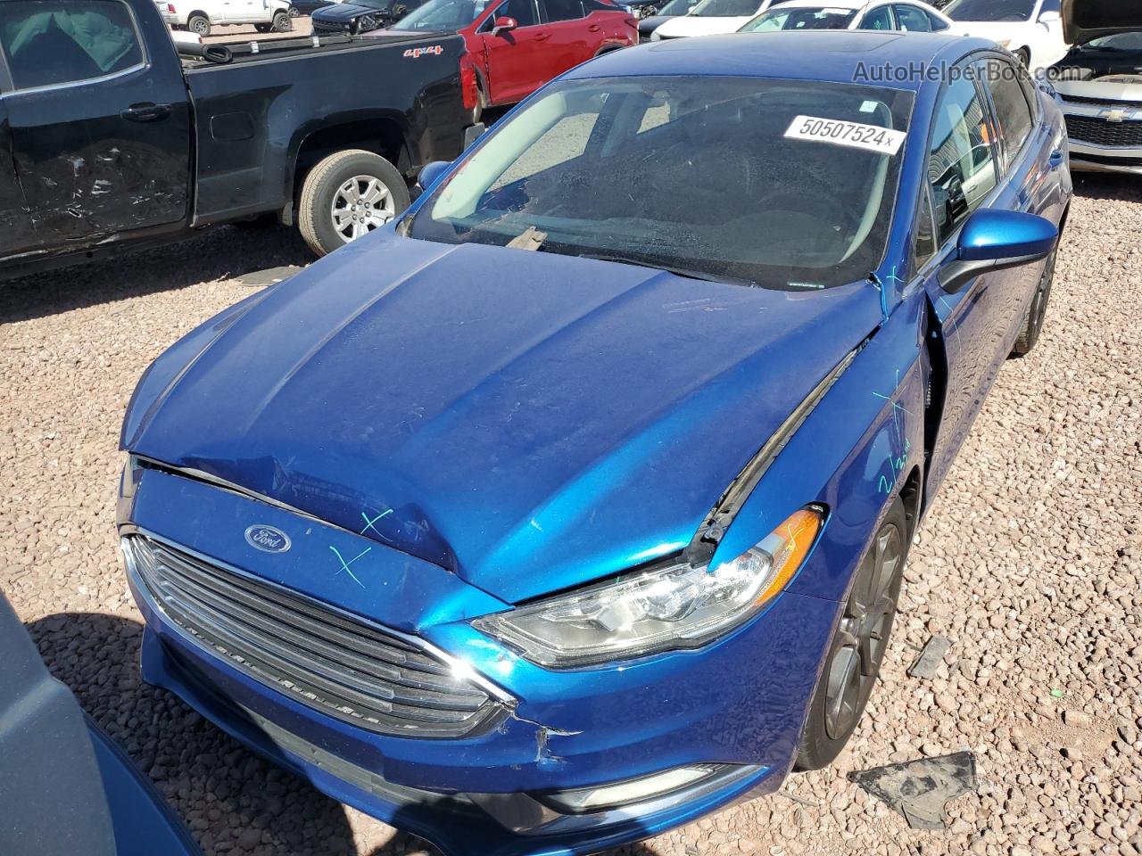 2018 Ford Fusion Se Blue vin: 3FA6P0H72JR110823