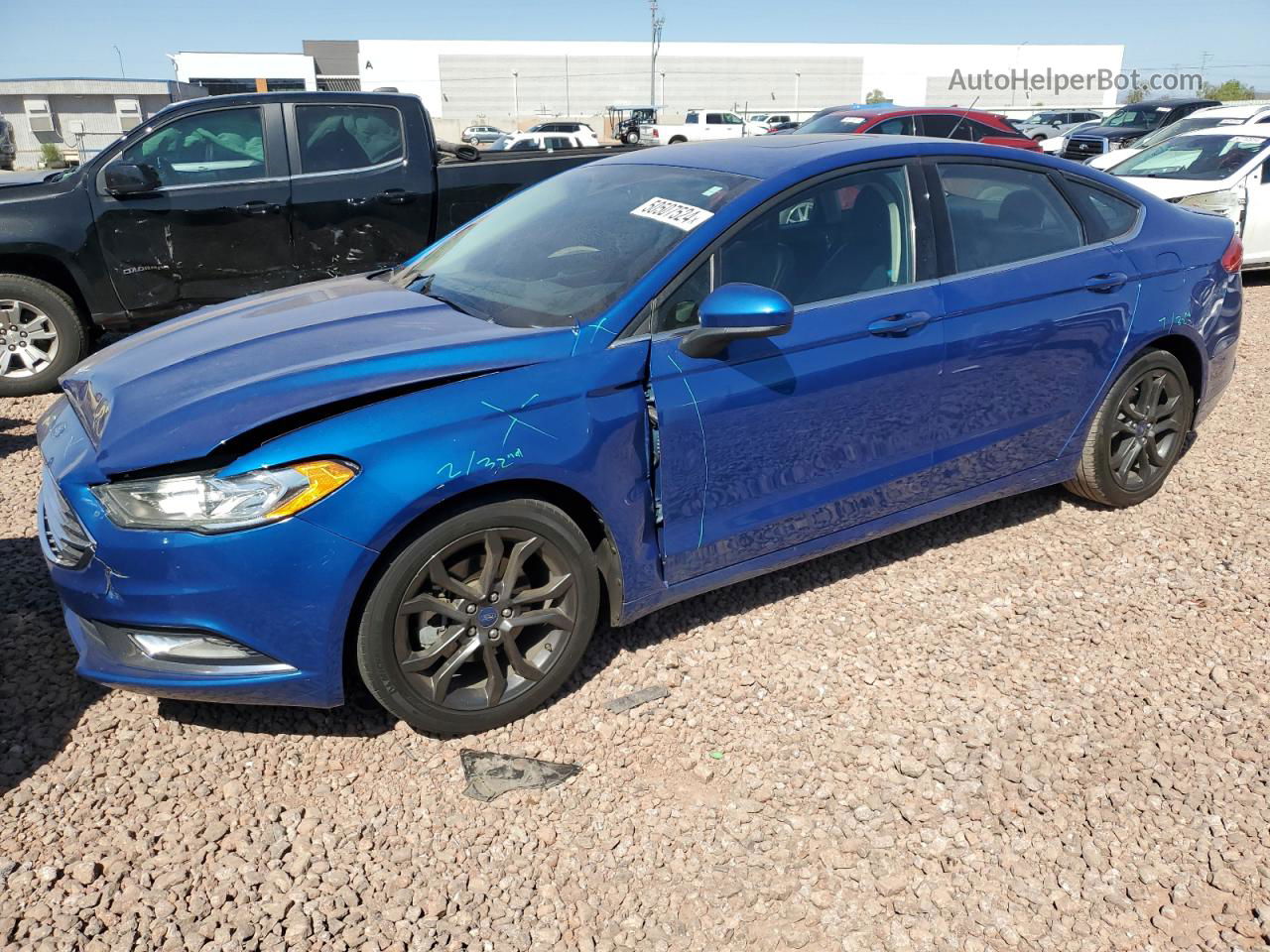 2018 Ford Fusion Se Blue vin: 3FA6P0H72JR110823