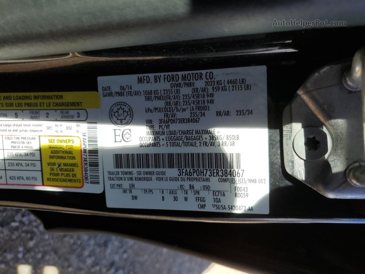 2014 Ford Fusion Se Black vin: 3FA6P0H73ER384067