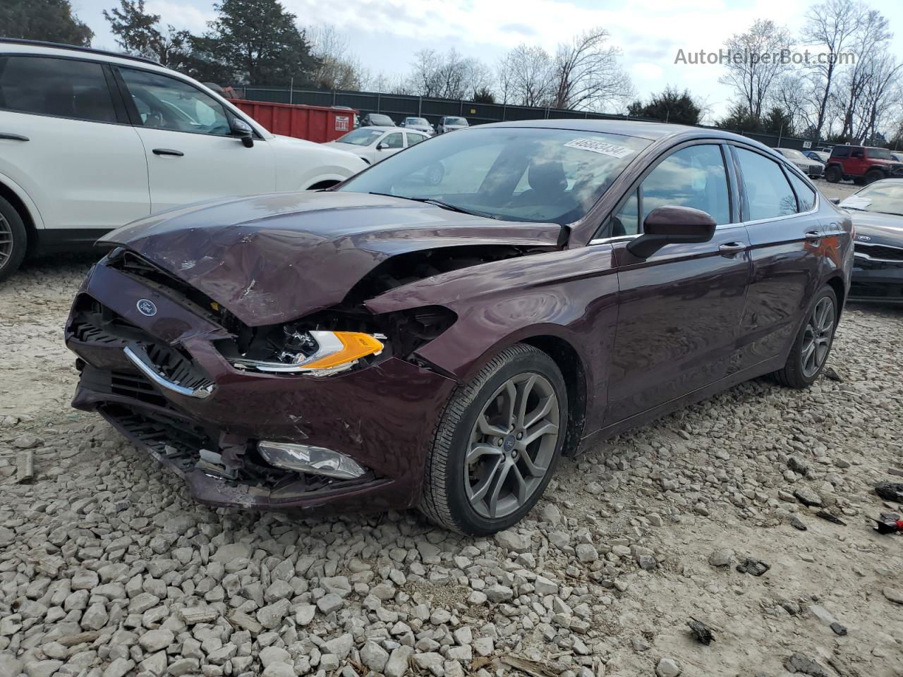 2017 Ford Fusion Se Maroon vin: 3FA6P0H73HR194256