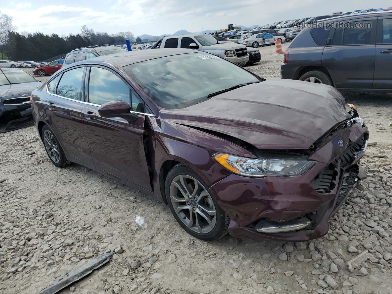 2017 Ford Fusion Se Maroon vin: 3FA6P0H73HR194256