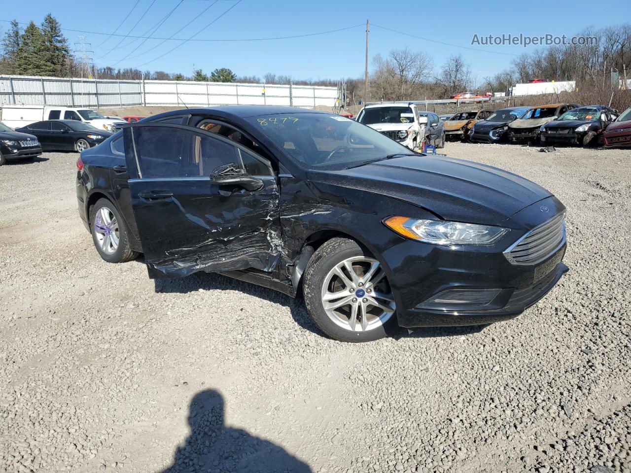 2018 Ford Fusion Se Black vin: 3FA6P0H73JR108479