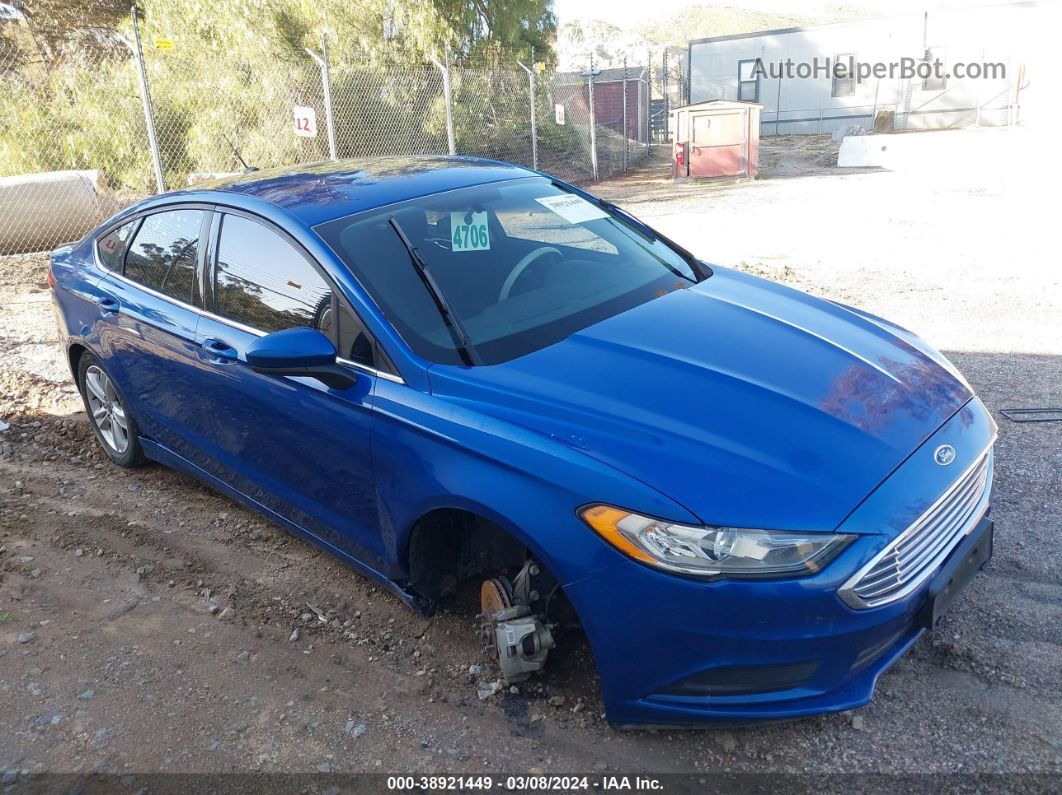 2018 Ford Fusion Se Blue vin: 3FA6P0H73JR191671