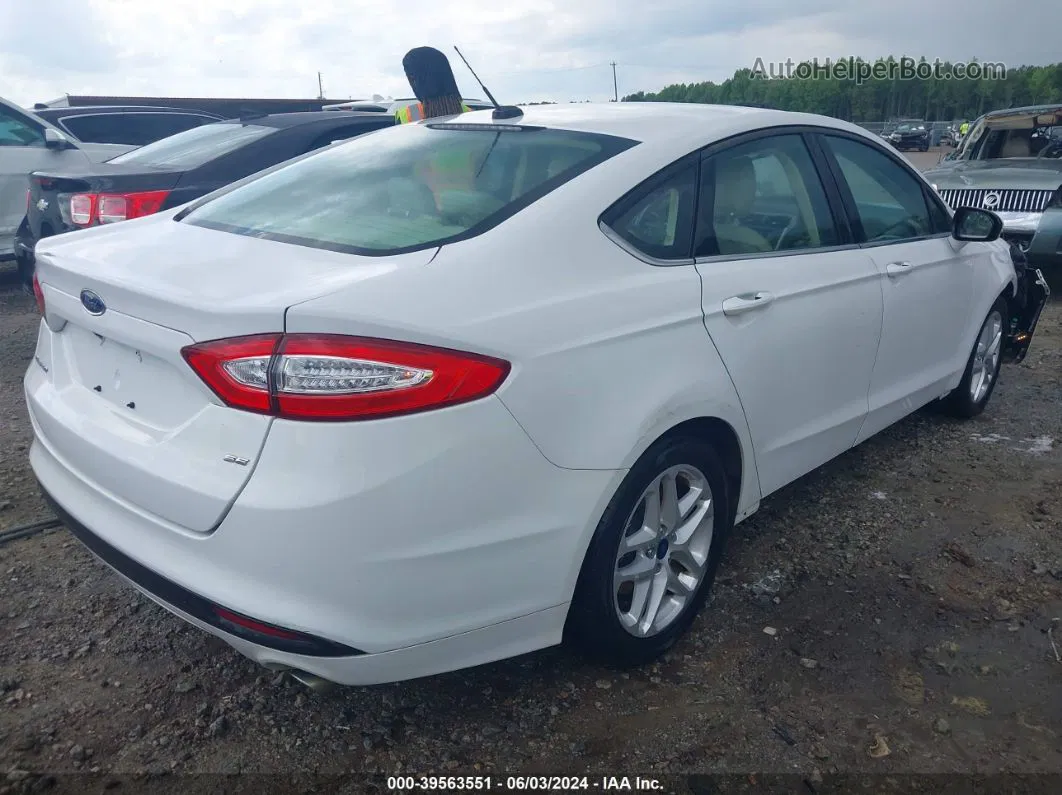 2016 Ford Fusion Se White vin: 3FA6P0H74GR390320