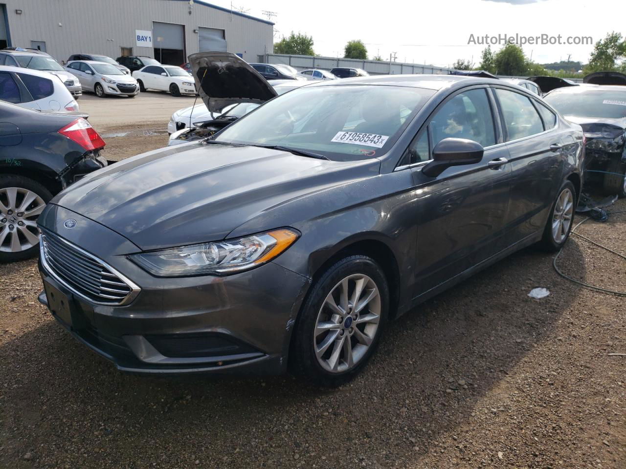 2017 Ford Fusion Se Gray vin: 3FA6P0H74HR199160