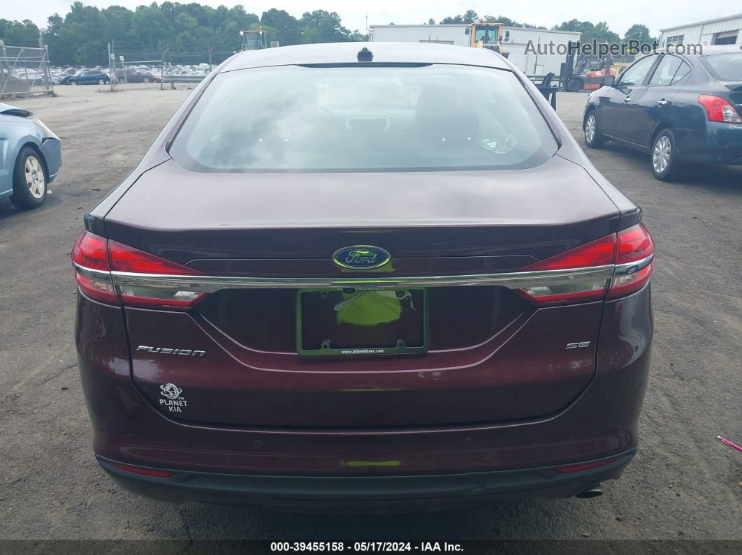 2018 Ford Fusion Se Burgundy vin: 3FA6P0H74JR114534