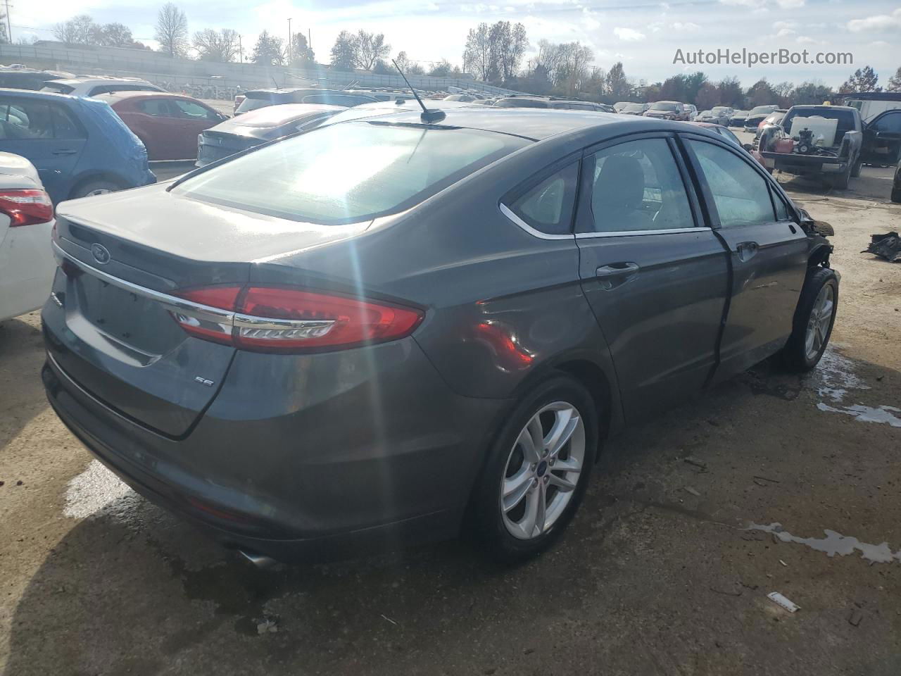 2018 Ford Fusion Se Gray vin: 3FA6P0H74JR176662