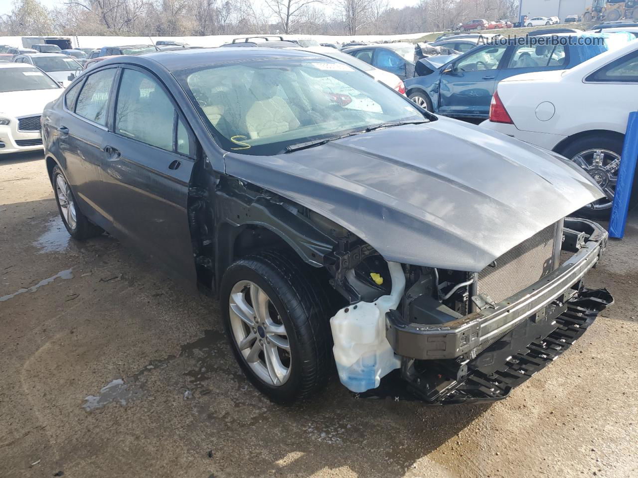 2018 Ford Fusion Se Gray vin: 3FA6P0H74JR176662