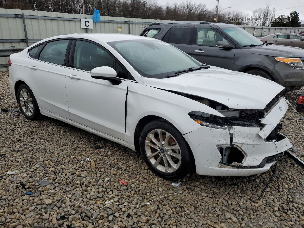 2019 Ford Fusion Se White vin: 3FA6P0H74KR104703