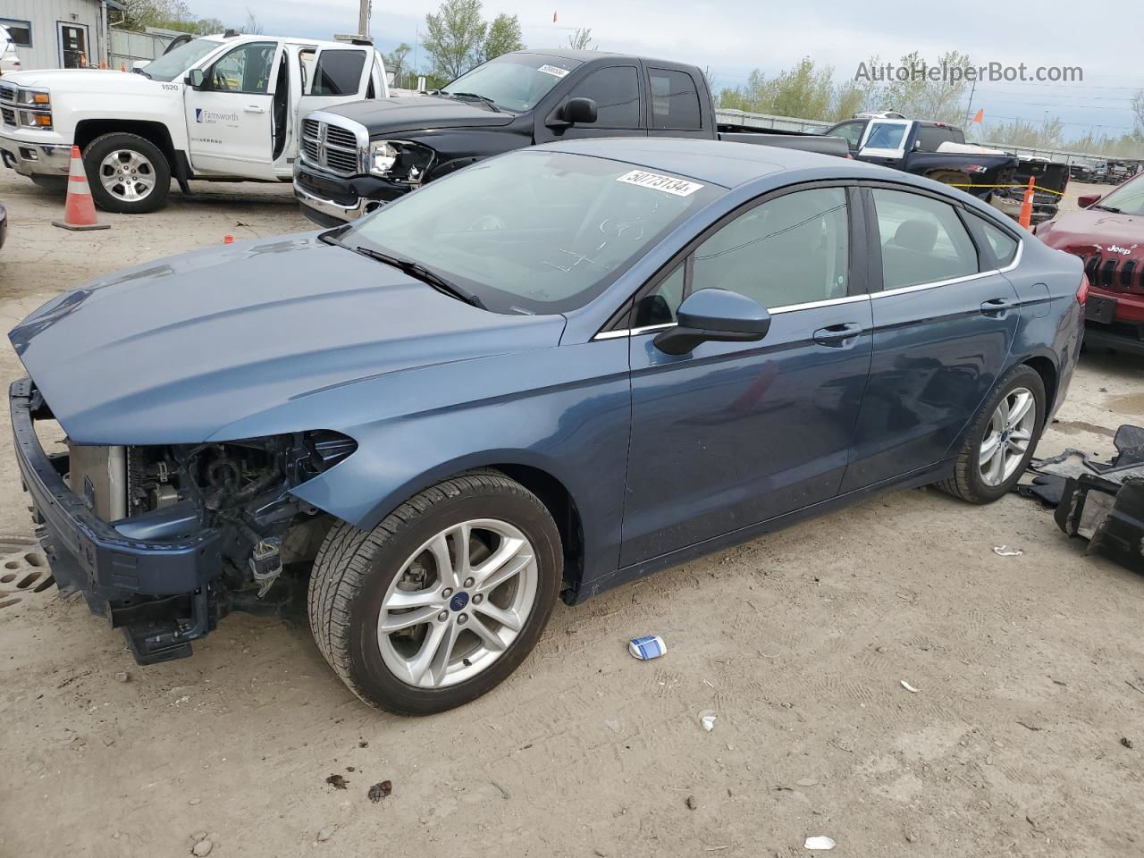 2018 Ford Fusion Se Blue vin: 3FA6P0H76JR166389