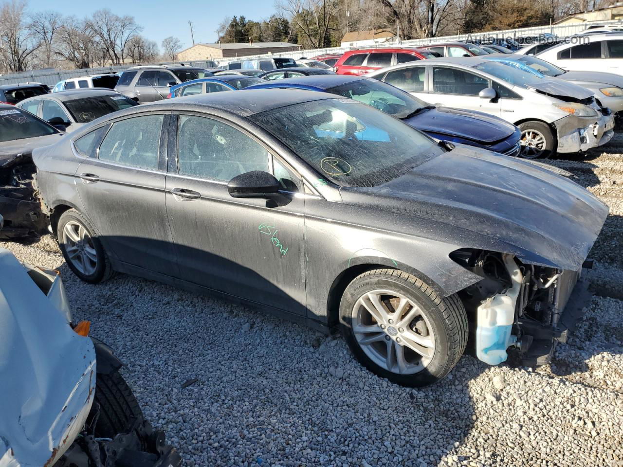 2018 Ford Fusion Se Gray vin: 3FA6P0H77JR115015