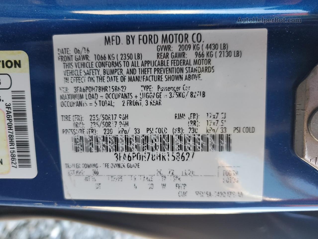 2017 Ford Fusion Se Синий vin: 3FA6P0H78HR158627