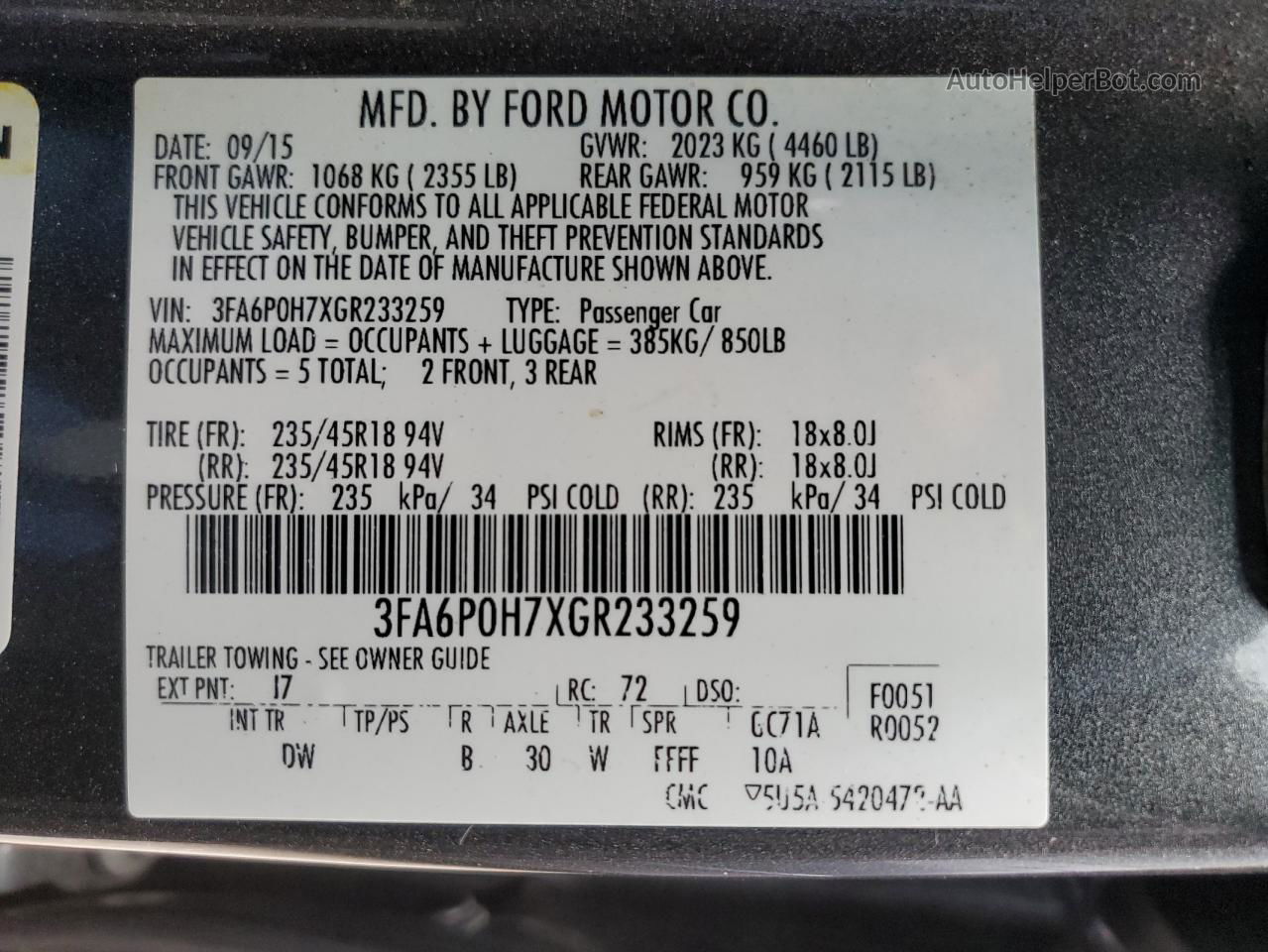 2016 Ford Fusion Se Gray vin: 3FA6P0H7XGR233259