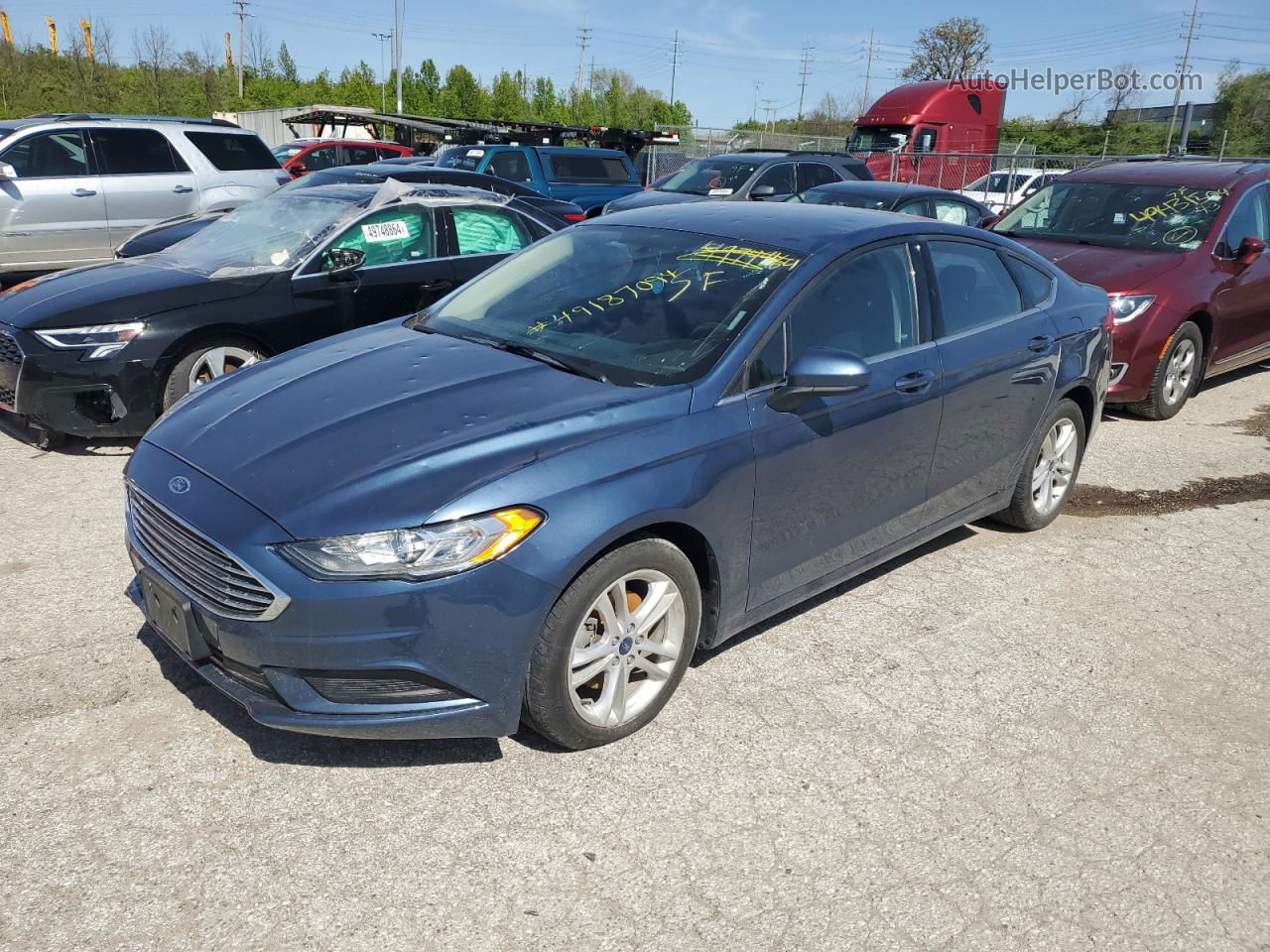 2018 Ford Fusion Se Blue vin: 3FA6P0H7XJR129488