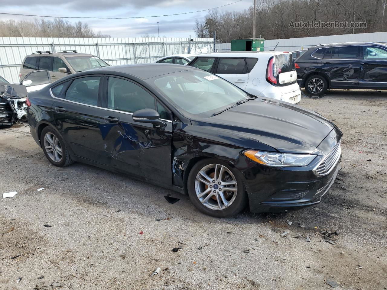 2018 Ford Fusion Se Черный vin: 3FA6P0H7XJR140359