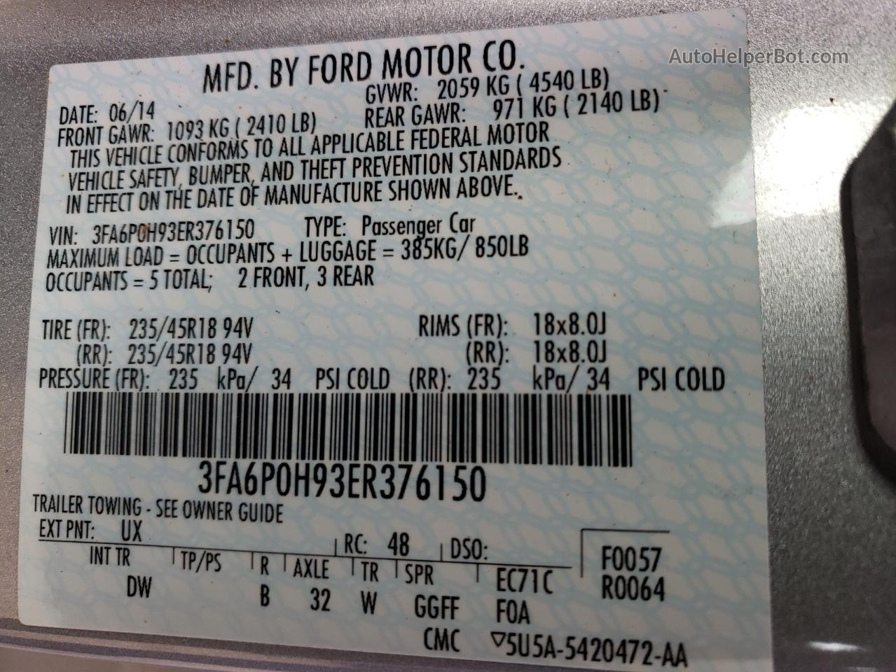 2014 Ford Fusion Se Silver vin: 3FA6P0H93ER376150