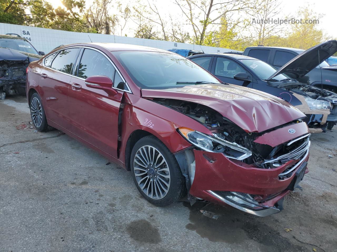 2017 Ford Fusion Se Burgundy vin: 3FA6P0H97HR111252