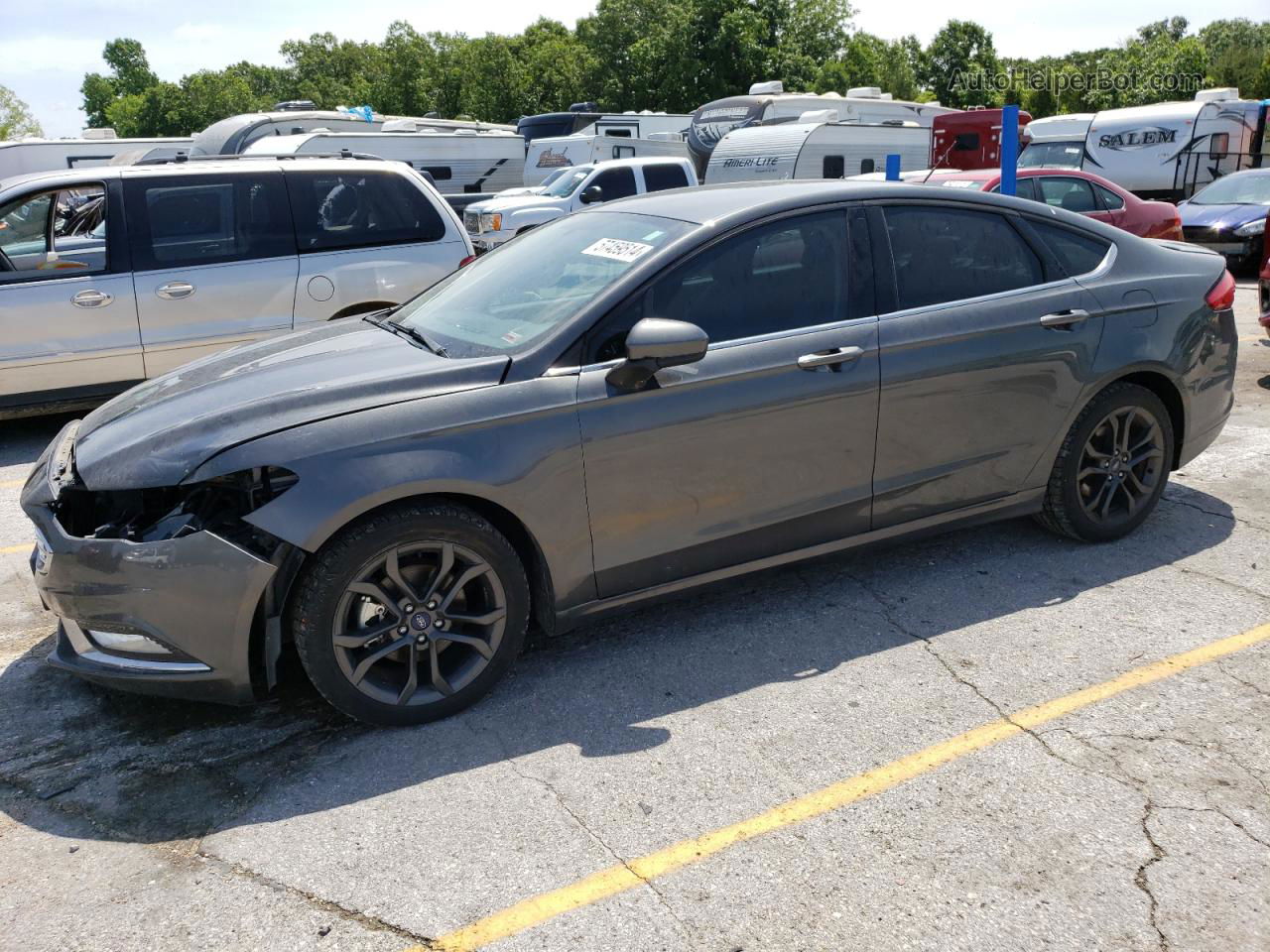 2018 Ford Fusion Se Gray vin: 3FA6P0HD0JR222994