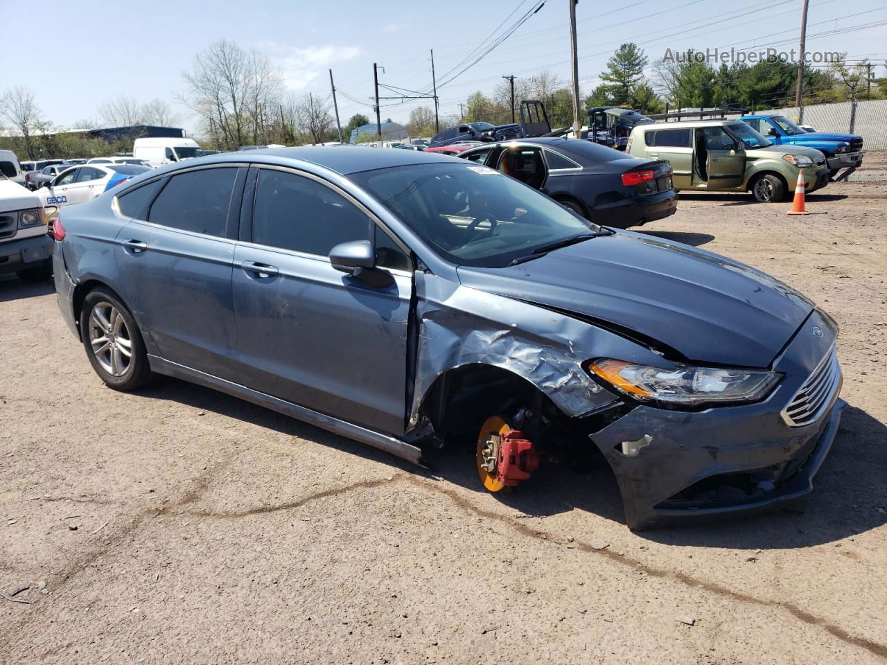 2018 Ford Fusion Se Blue vin: 3FA6P0HD0JR239634