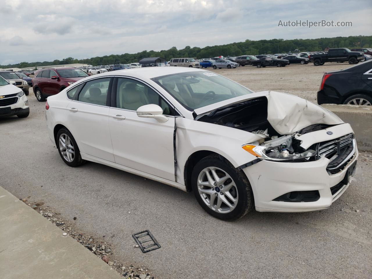 2014 Ford Fusion Se White vin: 3FA6P0HD1ER254312