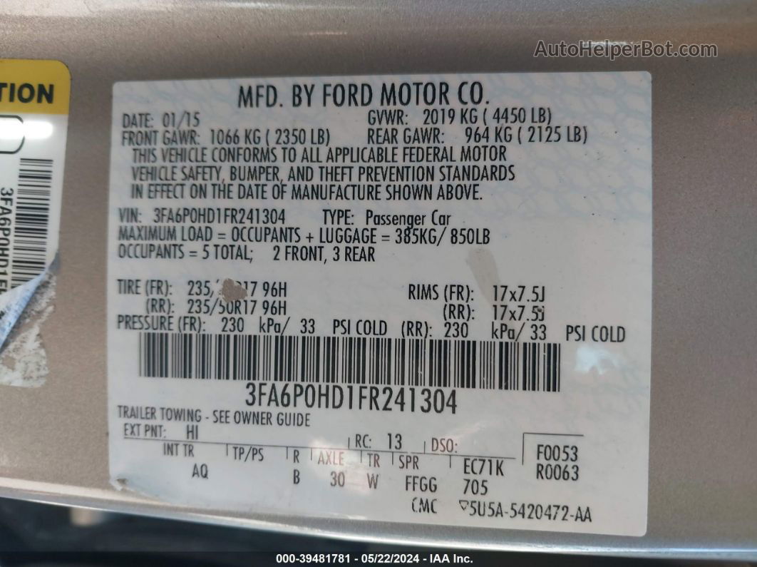 2015 Ford Fusion Se Gold vin: 3FA6P0HD1FR241304