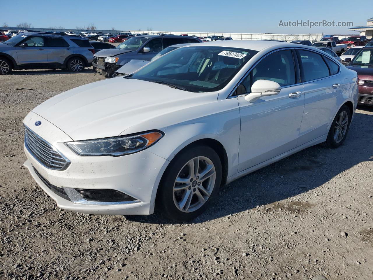 2018 Ford Fusion Se White vin: 3FA6P0HD1JR198124