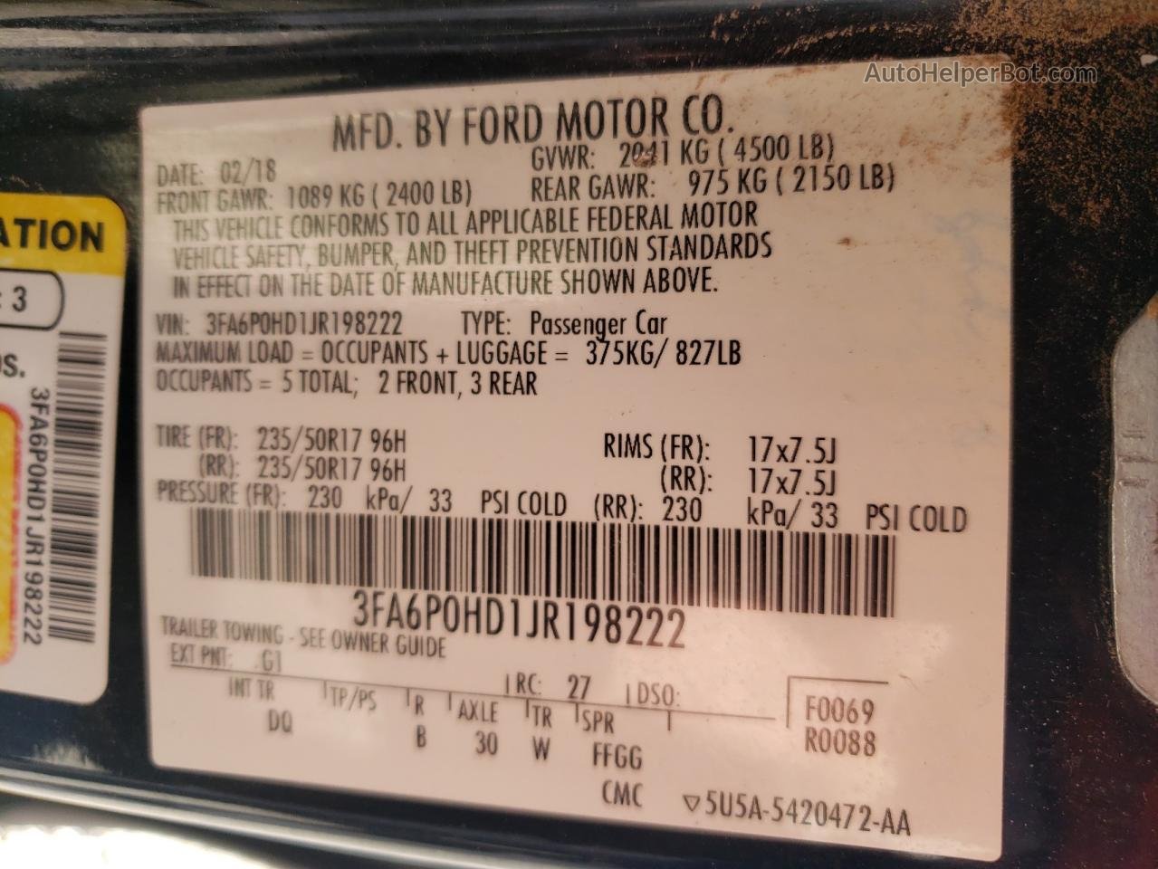 2018 Ford Fusion Se Black vin: 3FA6P0HD1JR198222