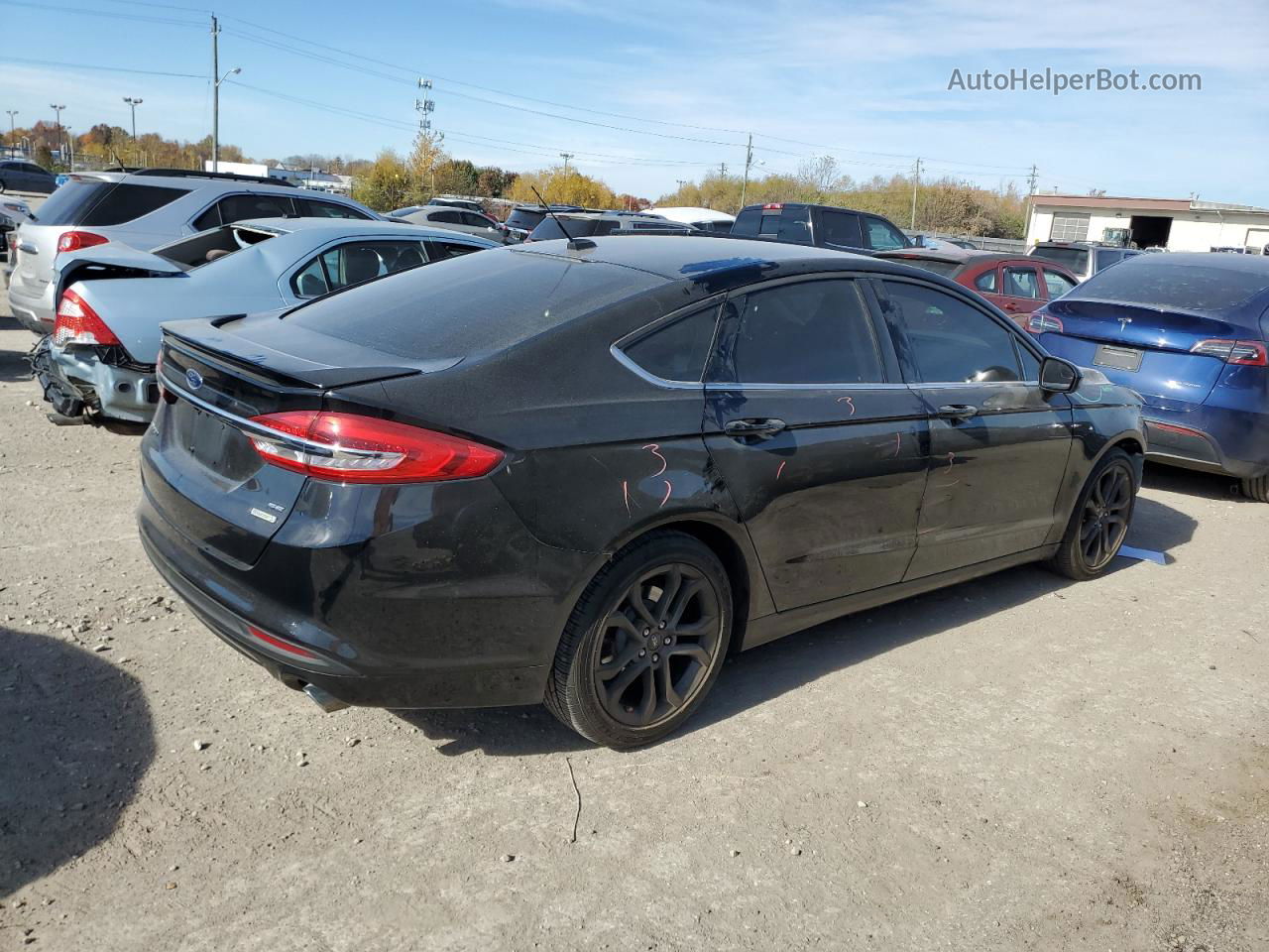 2018 Ford Fusion Se Black vin: 3FA6P0HD2JR245435