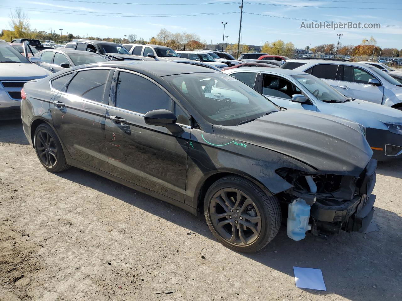 2018 Ford Fusion Se Черный vin: 3FA6P0HD2JR245435