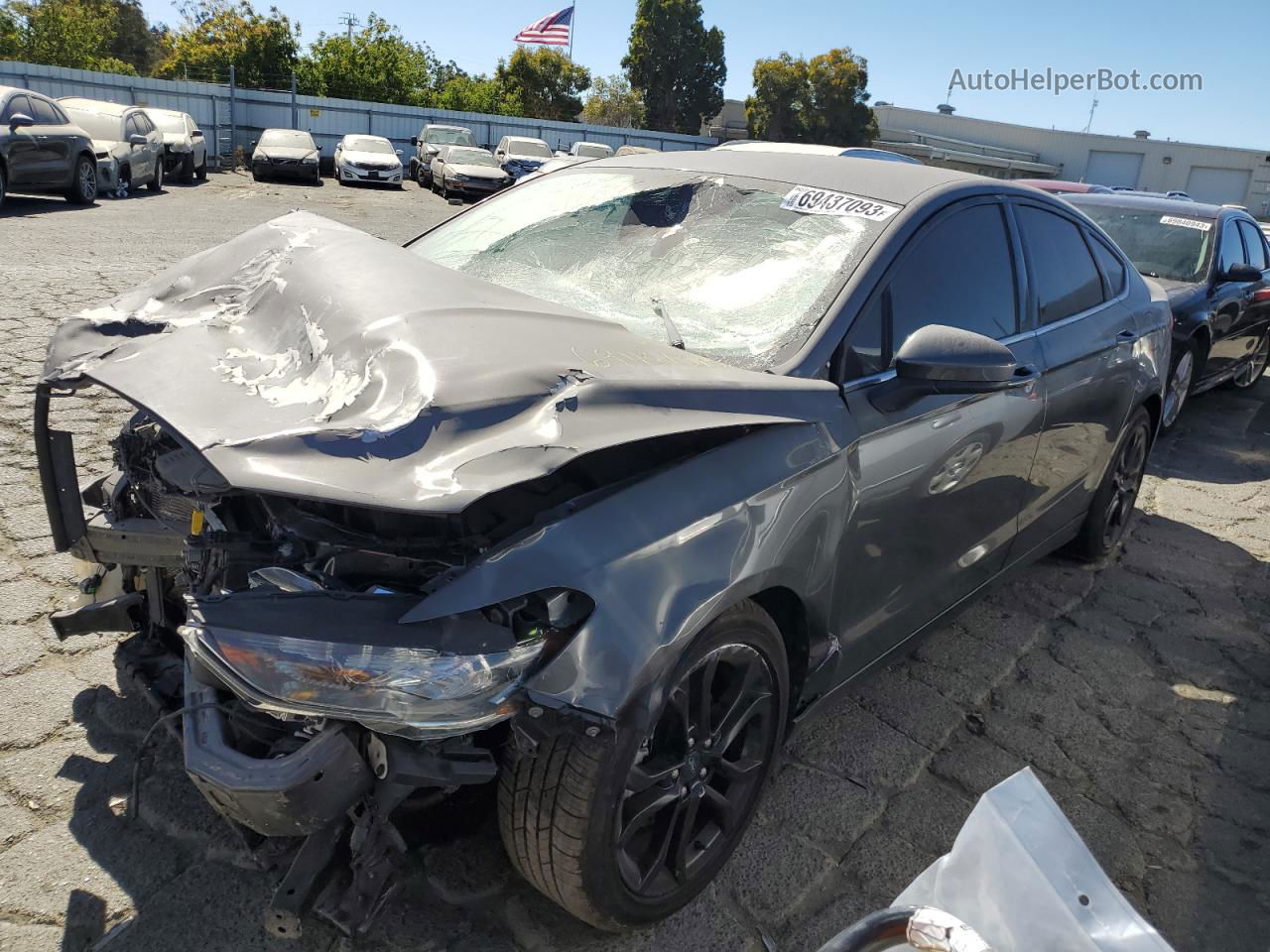 2019 Ford Fusion Se Gray vin: 3FA6P0HD2KR135485