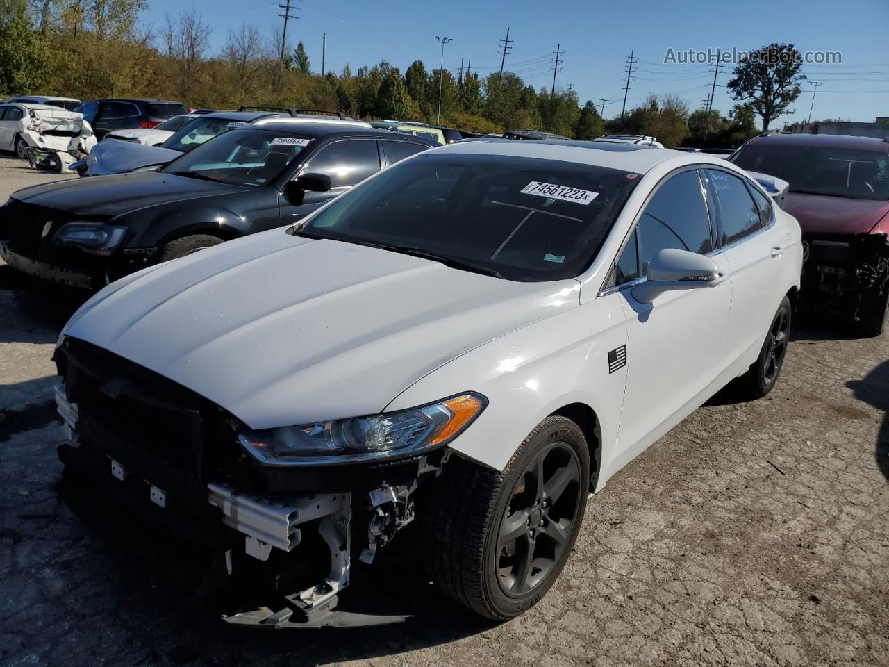 2016 Ford Fusion Se White vin: 3FA6P0HD3GR373434