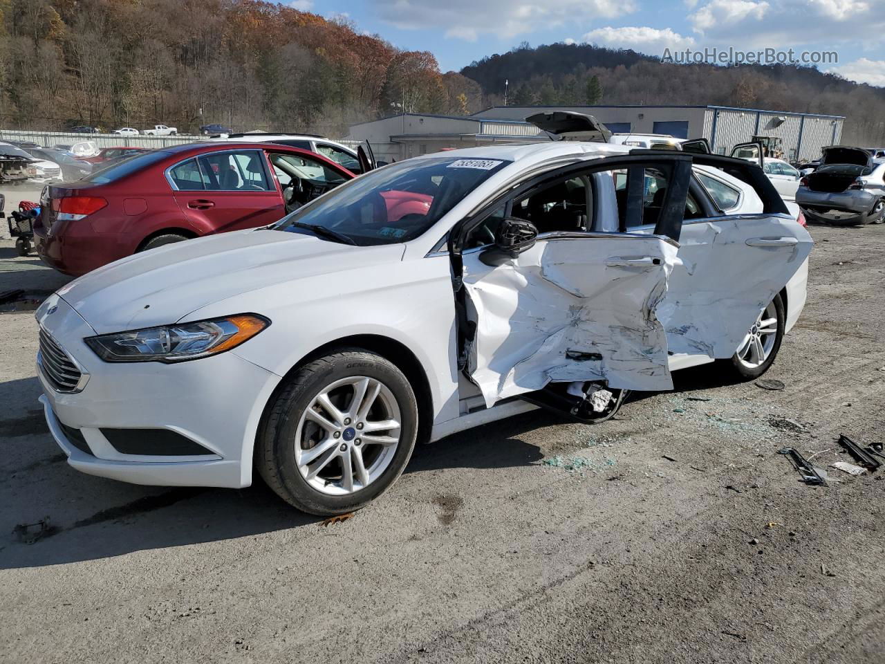 2018 Ford Fusion Se White vin: 3FA6P0HD3JR184919