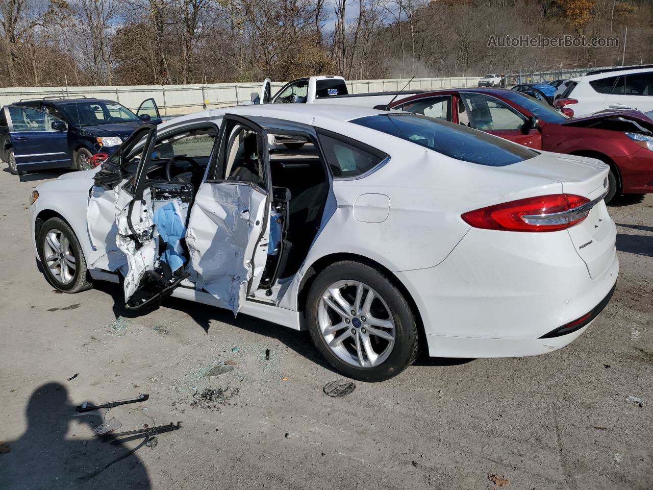 2018 Ford Fusion Se White vin: 3FA6P0HD3JR184919