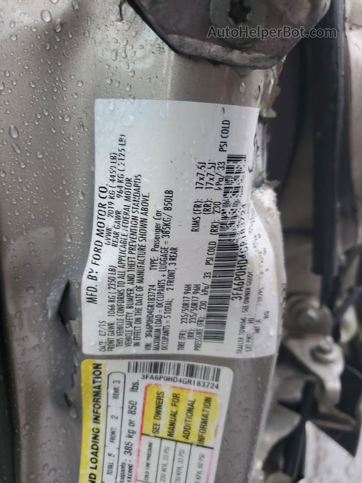 2016 Ford Fusion Se Серебряный vin: 3FA6P0HD4GR183724