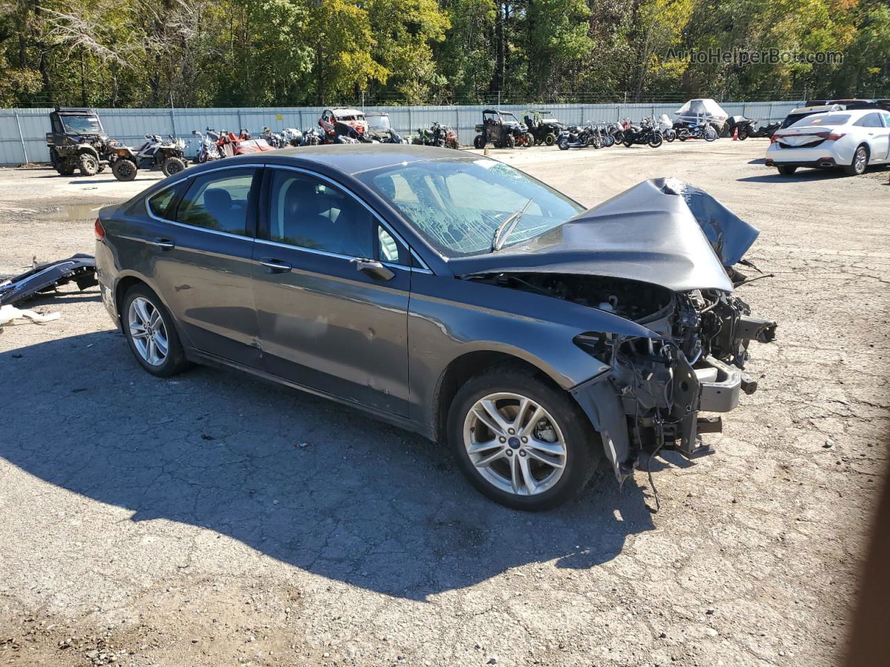 2018 Ford Fusion Se Gray vin: 3FA6P0HD4JR272779