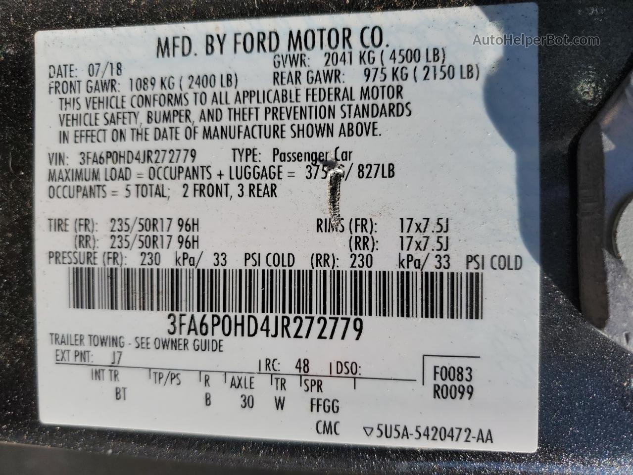2018 Ford Fusion Se Gray vin: 3FA6P0HD4JR272779