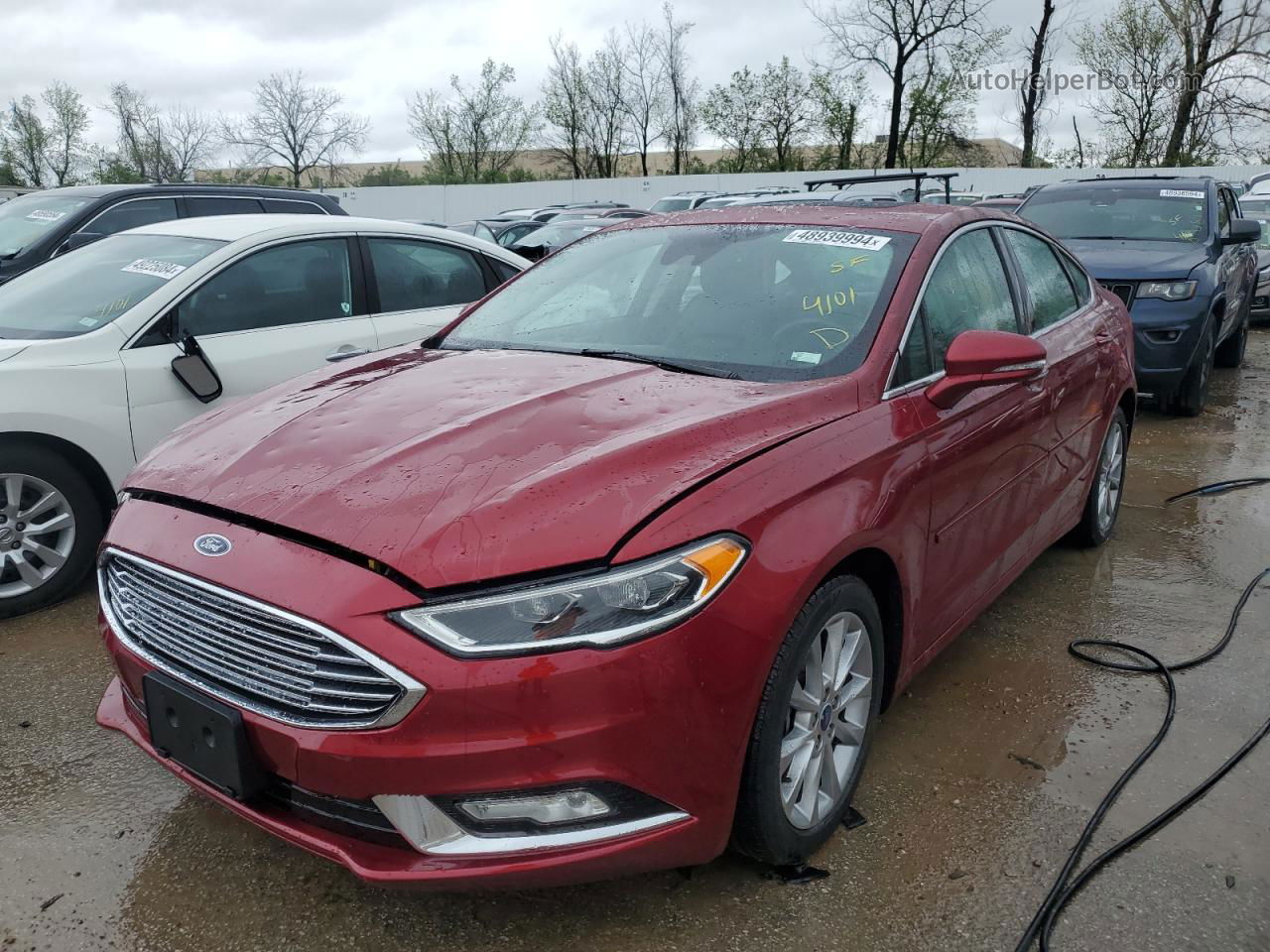 2017 Ford Fusion Se Burgundy vin: 3FA6P0HD5HR291397