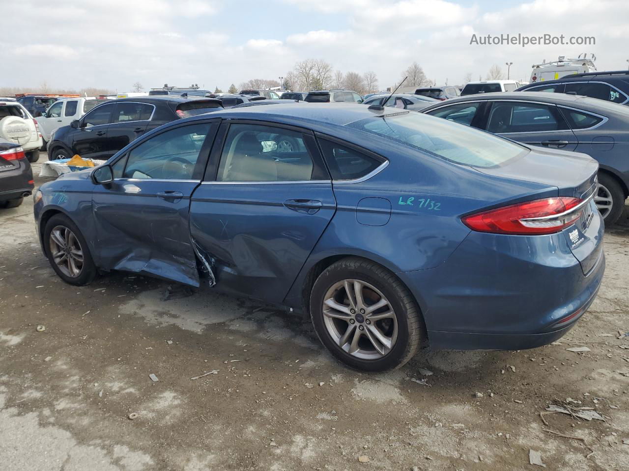 2018 Ford Fusion Se Синий vin: 3FA6P0HD5JR147001