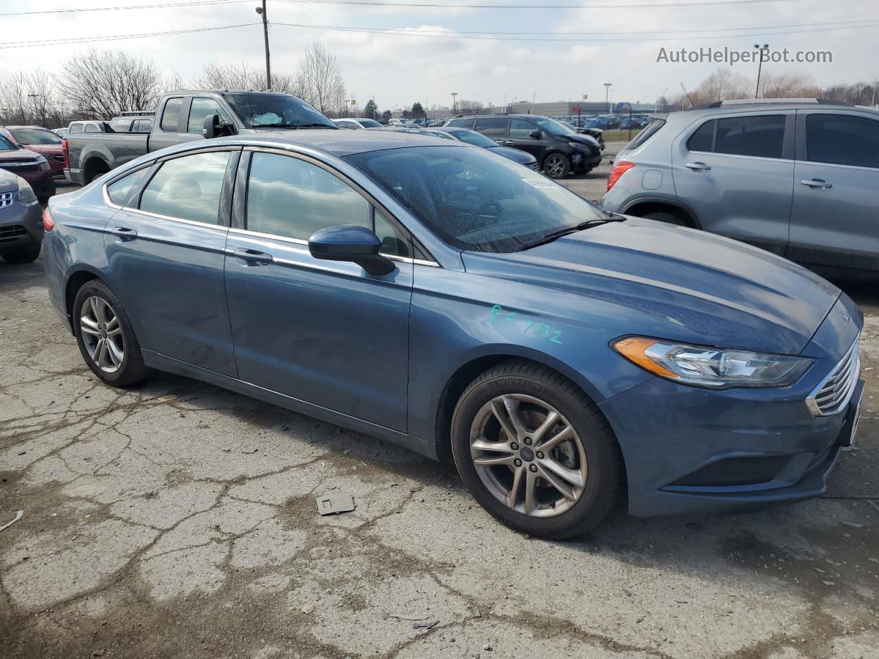 2018 Ford Fusion Se Blue vin: 3FA6P0HD5JR147001