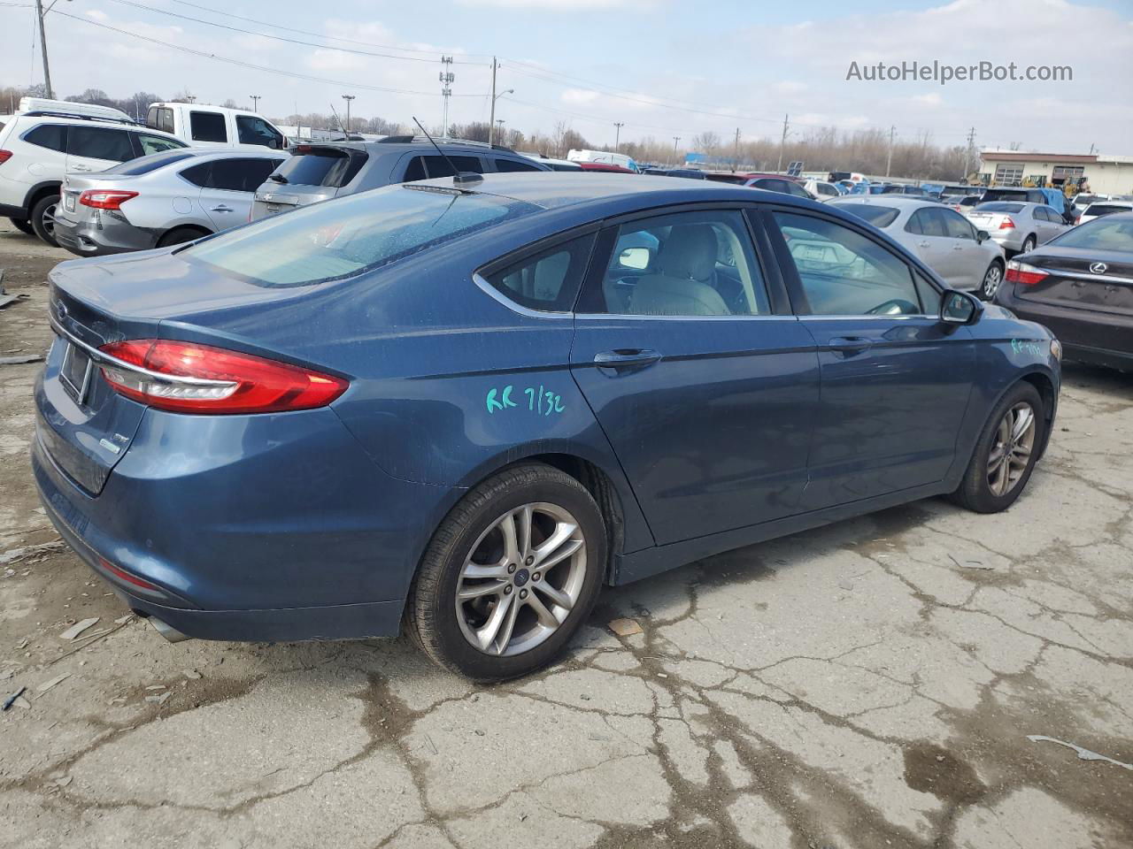 2018 Ford Fusion Se Синий vin: 3FA6P0HD5JR147001