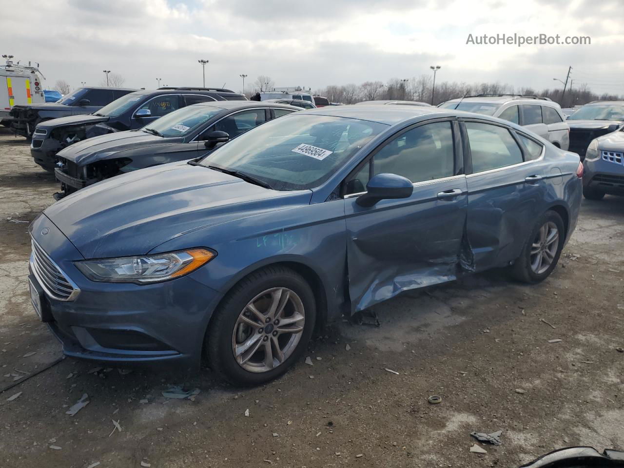 2018 Ford Fusion Se Синий vin: 3FA6P0HD5JR147001