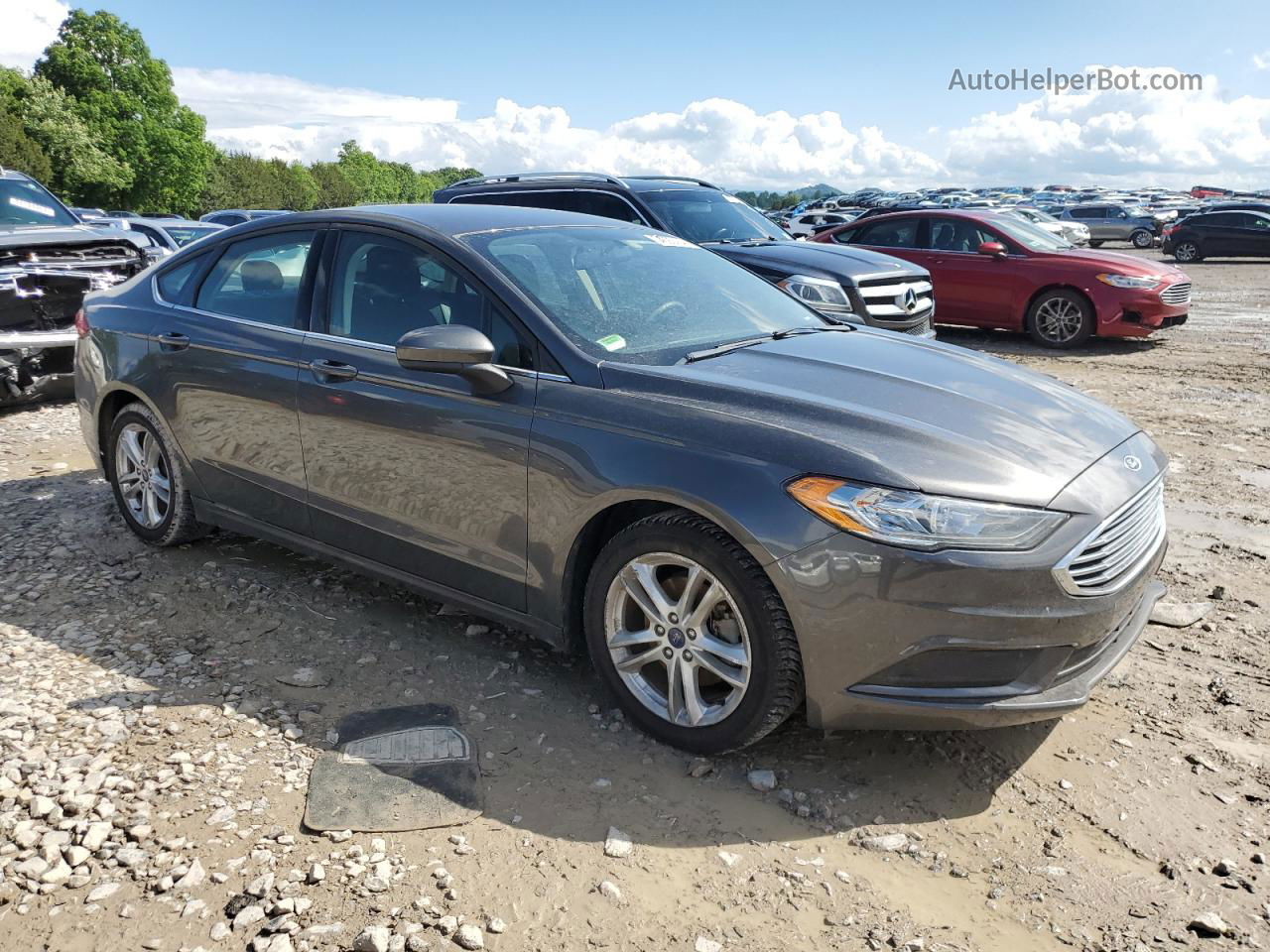 2018 Ford Fusion Se Gray vin: 3FA6P0HD5JR222957