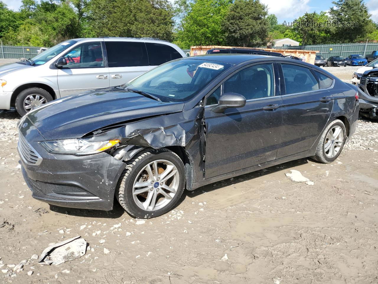 2018 Ford Fusion Se Gray vin: 3FA6P0HD5JR222957