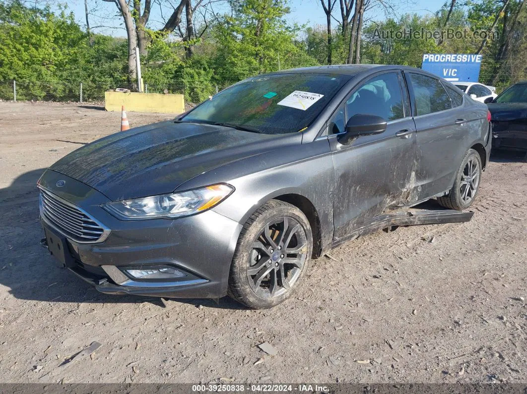 2018 Ford Fusion Se Gray vin: 3FA6P0HD5JR262262