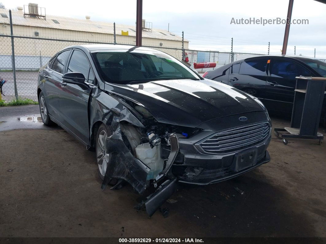 2018 Ford Fusion Se Gray vin: 3FA6P0HD5JR270734