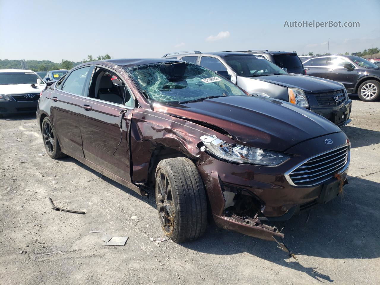 2019 Ford Fusion Se Темно-бордовый vin: 3FA6P0HD5KR275241