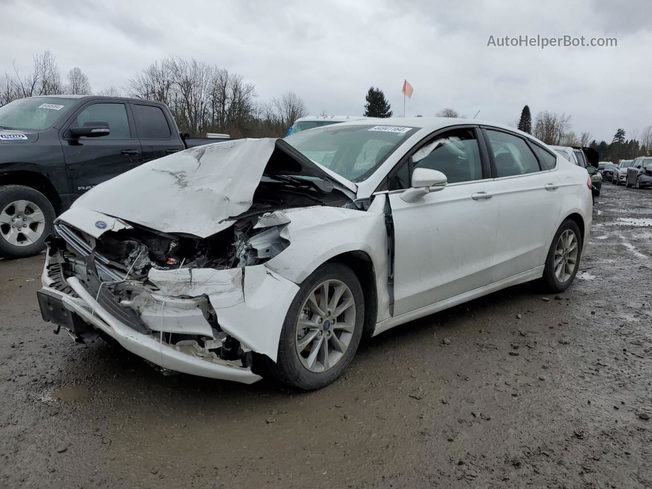 2017 Ford Fusion Se White vin: 3FA6P0HD7HR414195